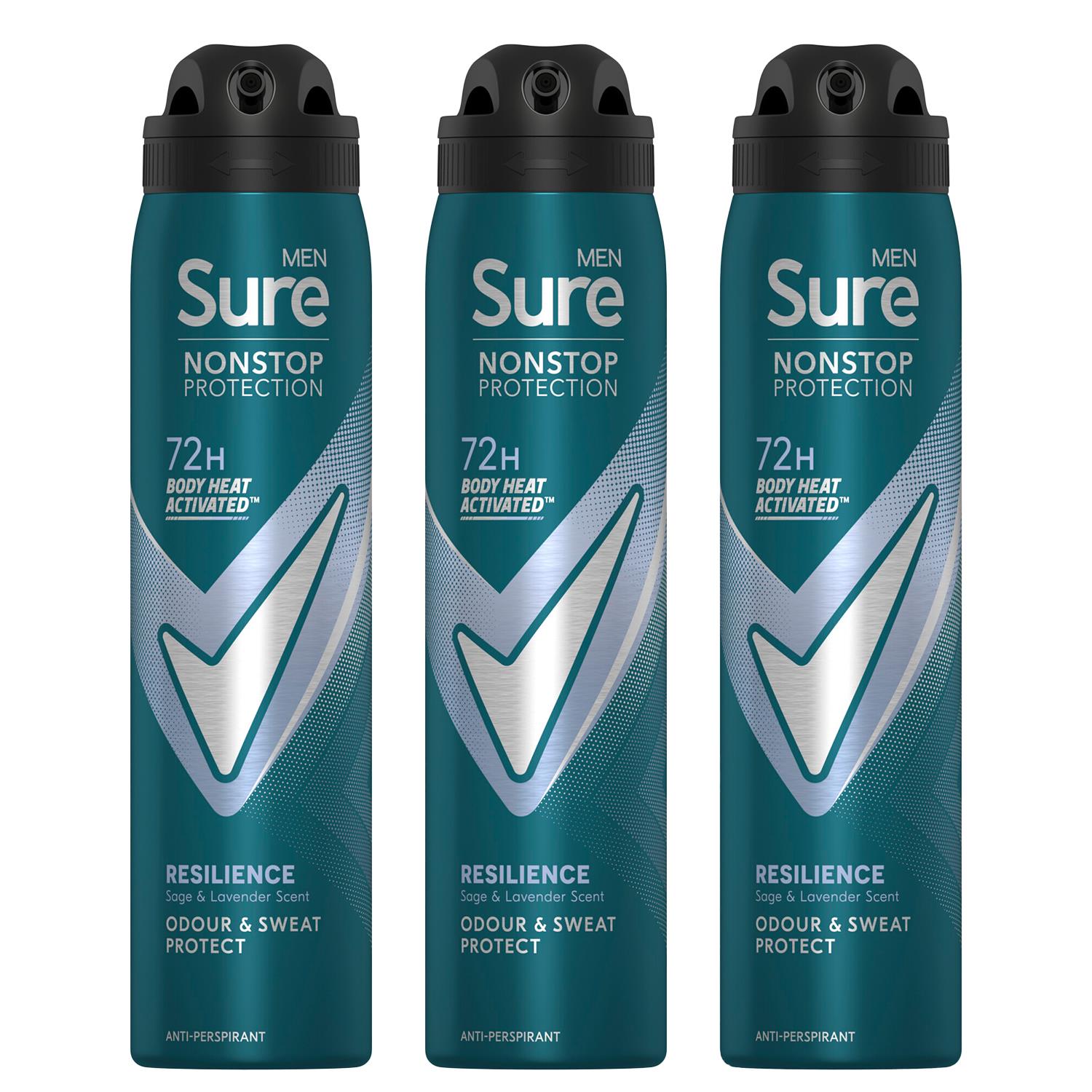 Men Resilience Deodorant Spray With 72h Nonstop Protection 250ml, 3 Pack | Set-of-3