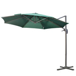 3x3m Cantilever Parasol W/ 360° Crank Handle Tilt | Green