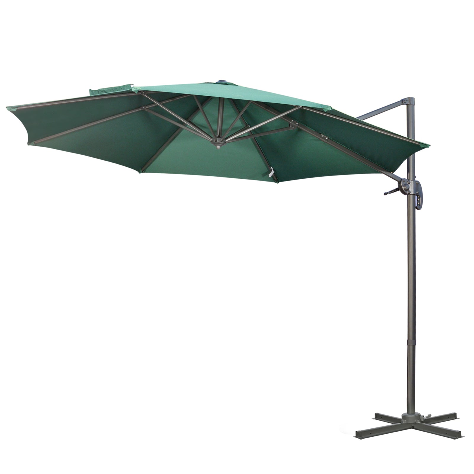 3x3m Cantilever Parasol W/ 360° Crank Handle Tilt | Green