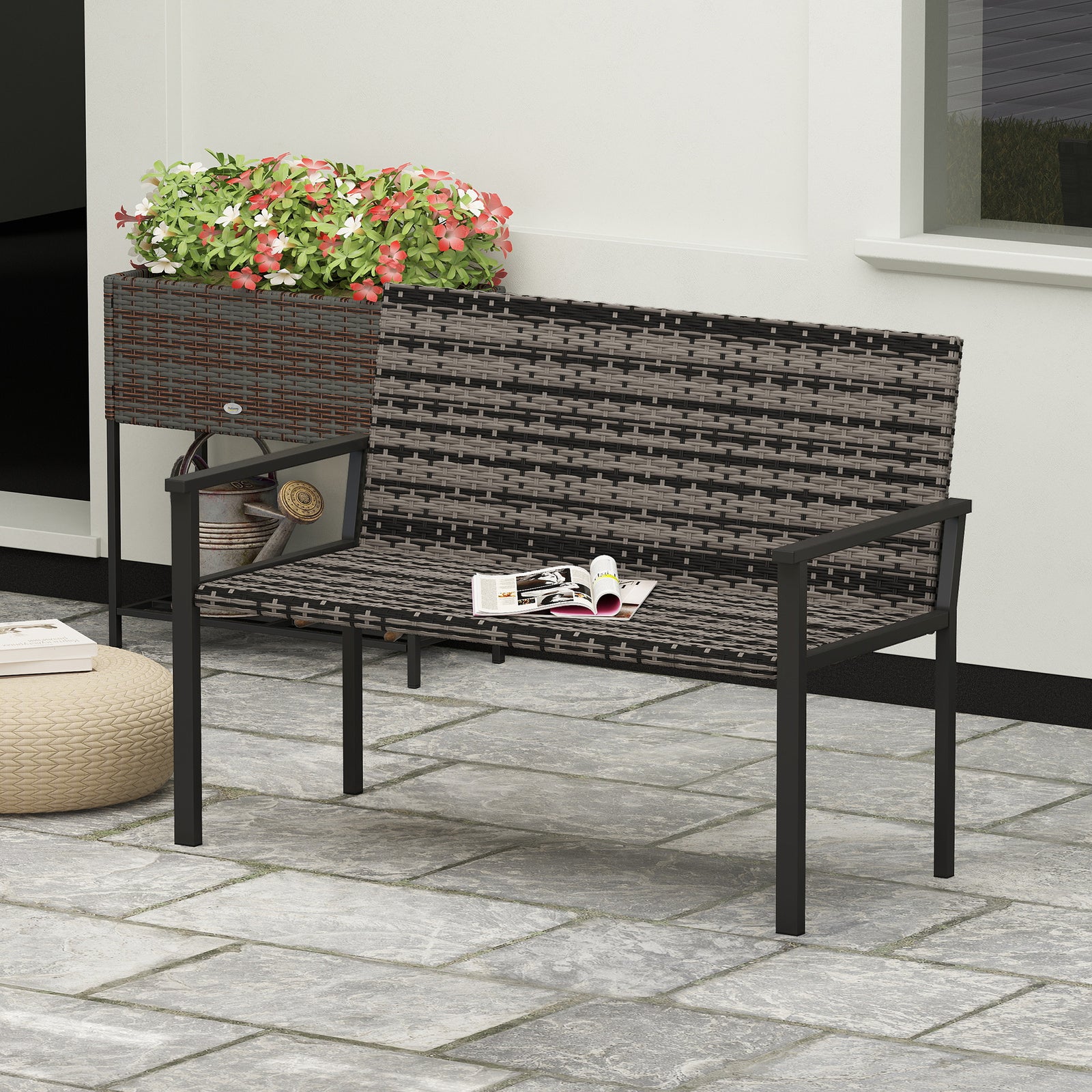 2 Seater Rattan Bench With Quick-drying Padding