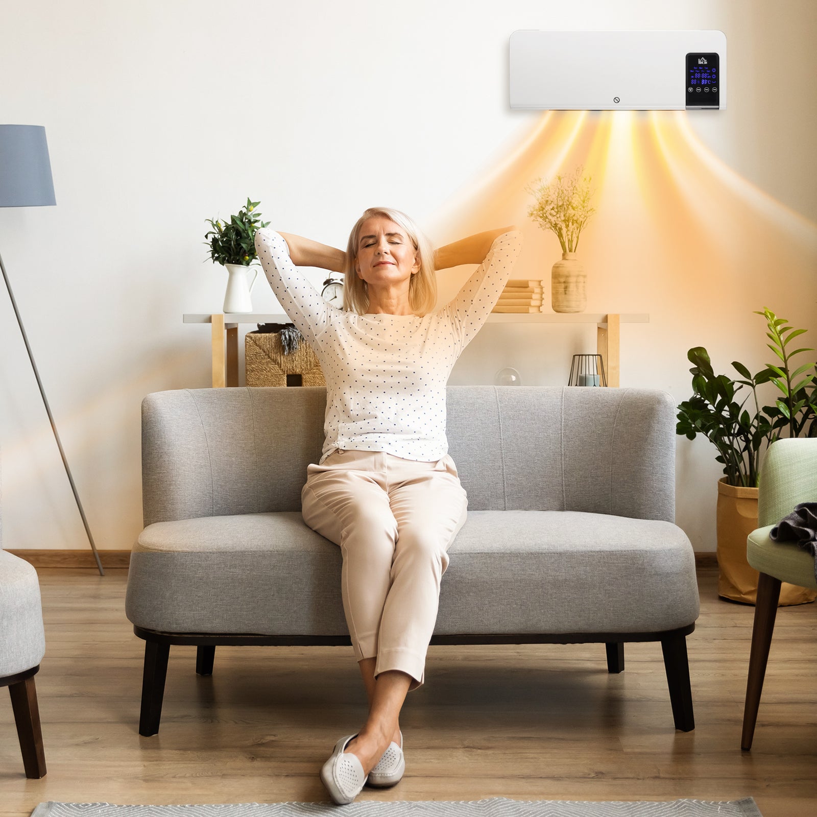 2000w Wall Mounted Ceramic Heater With Remote Control | One Size | White