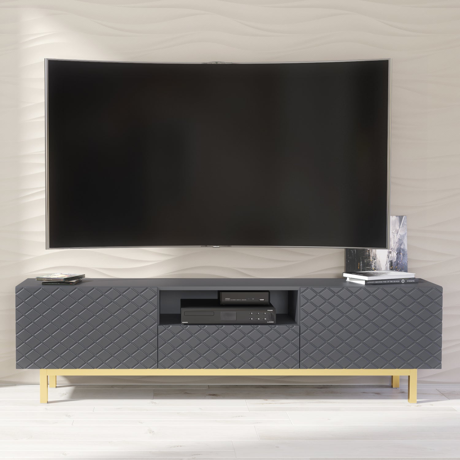 Diamond Luxe Tv Unit 180cm - Deco | Dark Grey