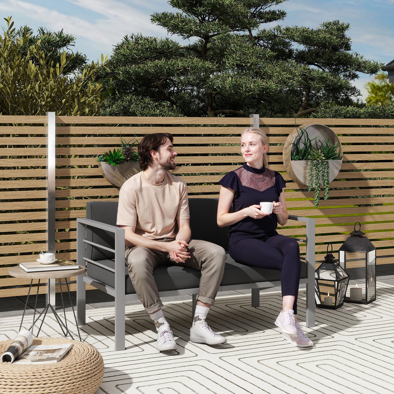 All-weather Garden Loveseat W/ Removable Cushions