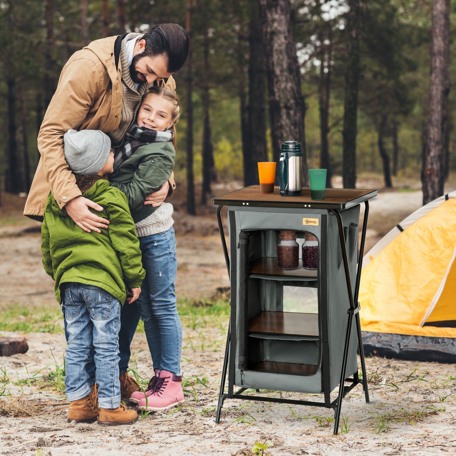 Camping Cupboard Aluminium Foldable Kitchen Station W/ Bag