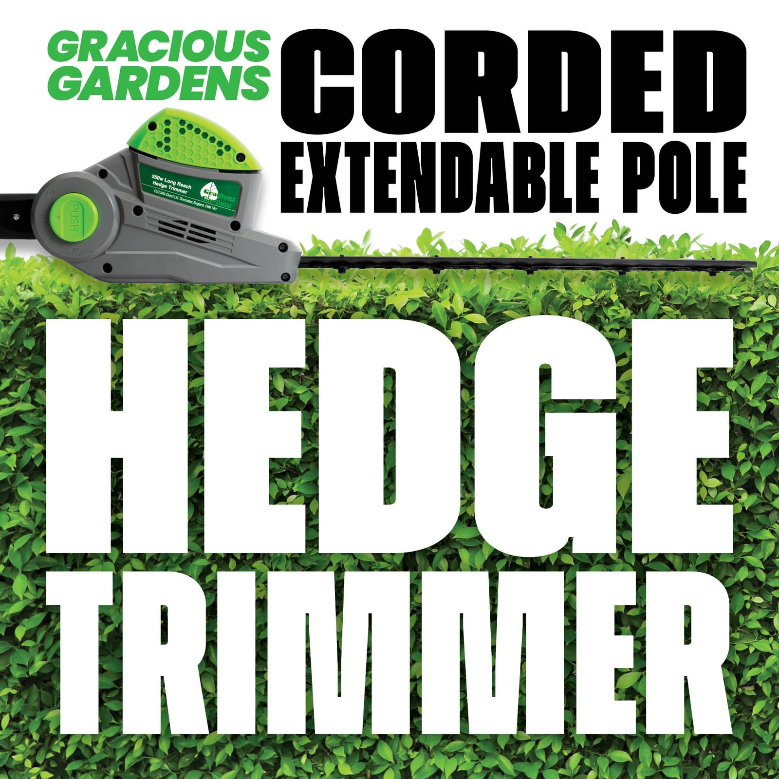 500w Hedge Trimmer Garden Electric Long Reach Telescopic Extendable Hedge Cutter Corded