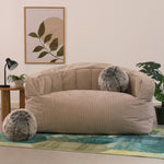 Round Faux Fur Ball Cushions Set Of 2