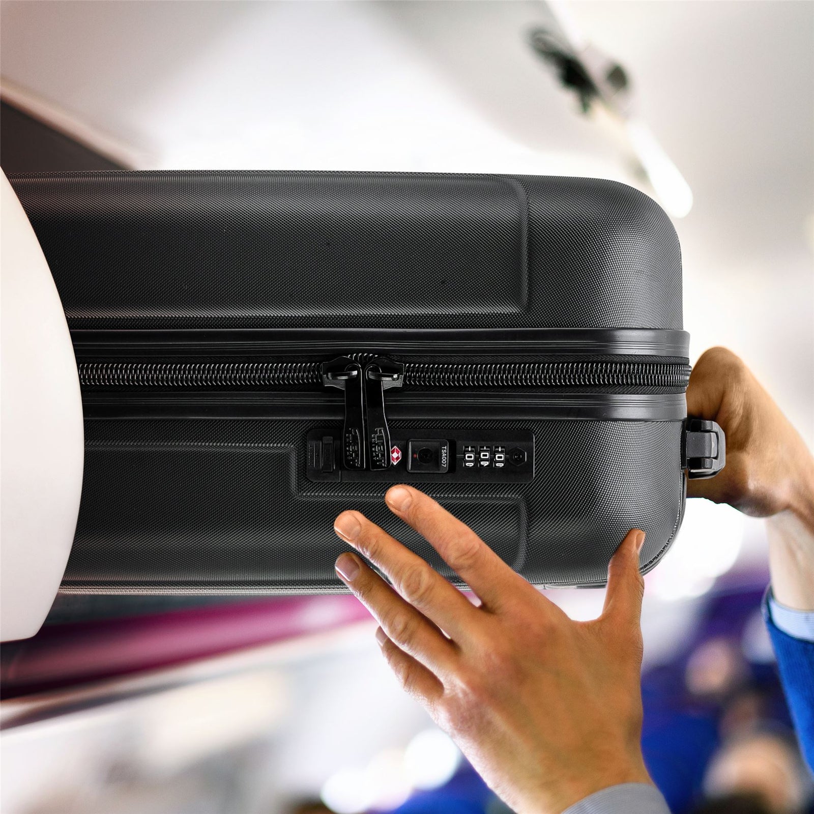 55x35x20cm Cabin Carry Bag Hard Shell Suitcase 100+ Airline Approved | Cabin | Black