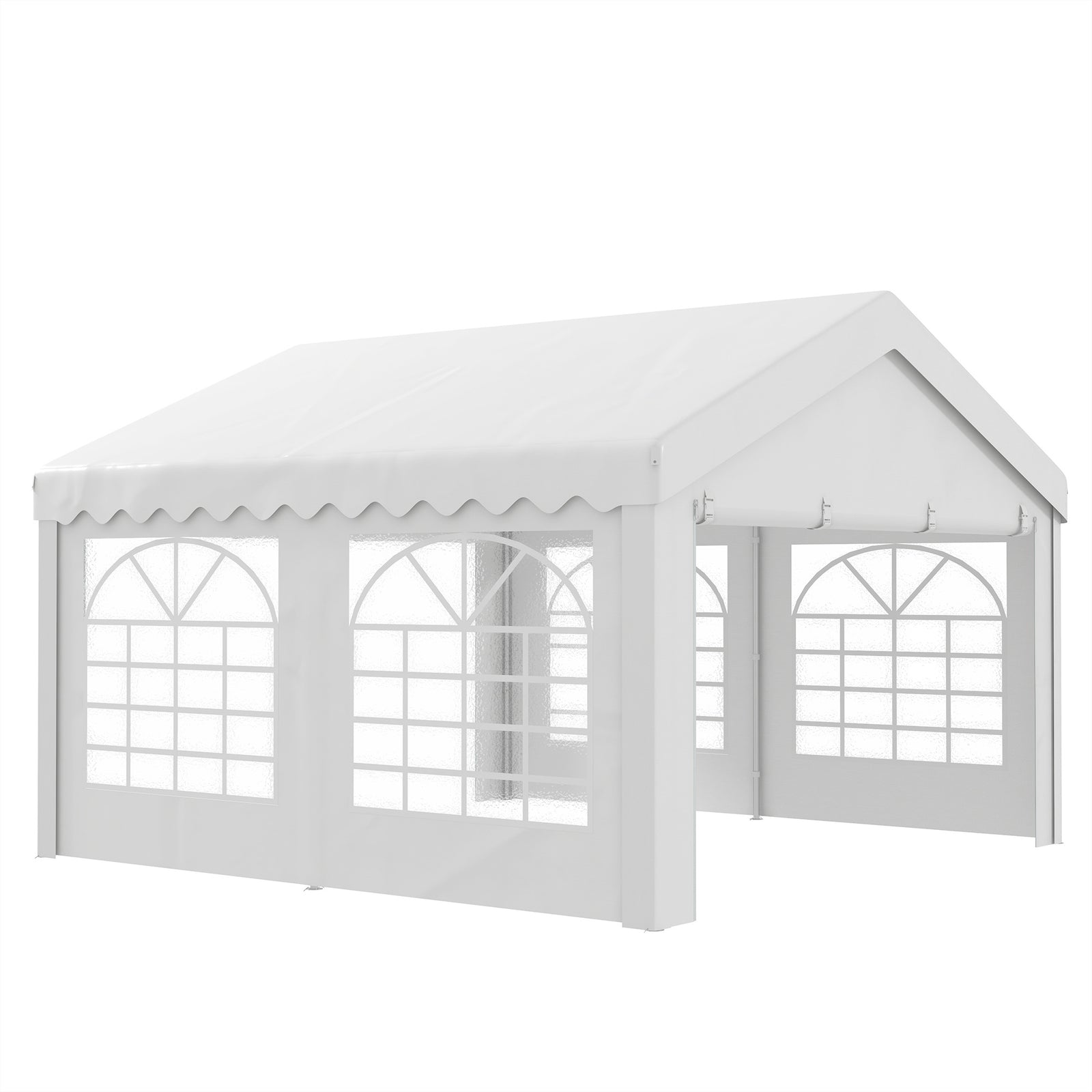 Garden Gazebo Portable Carport Shelter W/removable Sidewalls | Medium | White