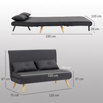 Click Clack Sofa Bed, 2 Seater Bed Settee For Living Room | Dark Grey