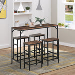 Industrial Dining Table Set With 4 Stools