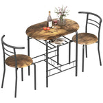 Breakfast Bar Table And Stools Set, Dining Room Set With Shelf | Rustic Brown