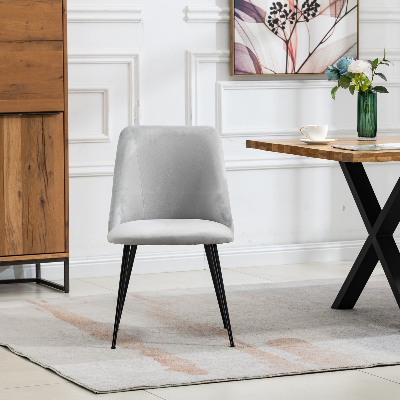 Set Of 2 Morandi Velvet Dining Chairs | Silver