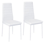 Set Of 2 Modern Faux Leather Armless High Back Dining Chairs | Set of 2 | White