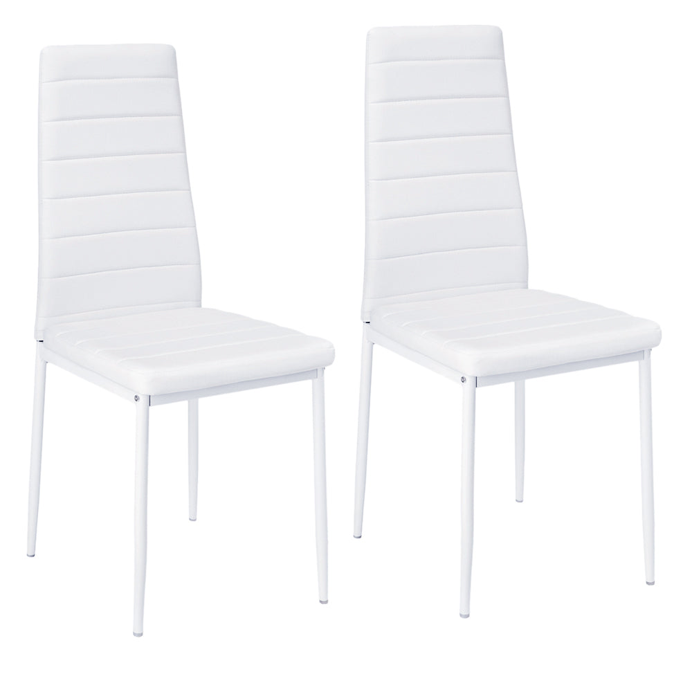 Set Of 2 Modern Faux Leather Armless High Back Dining Chairs | Set of 2 | White