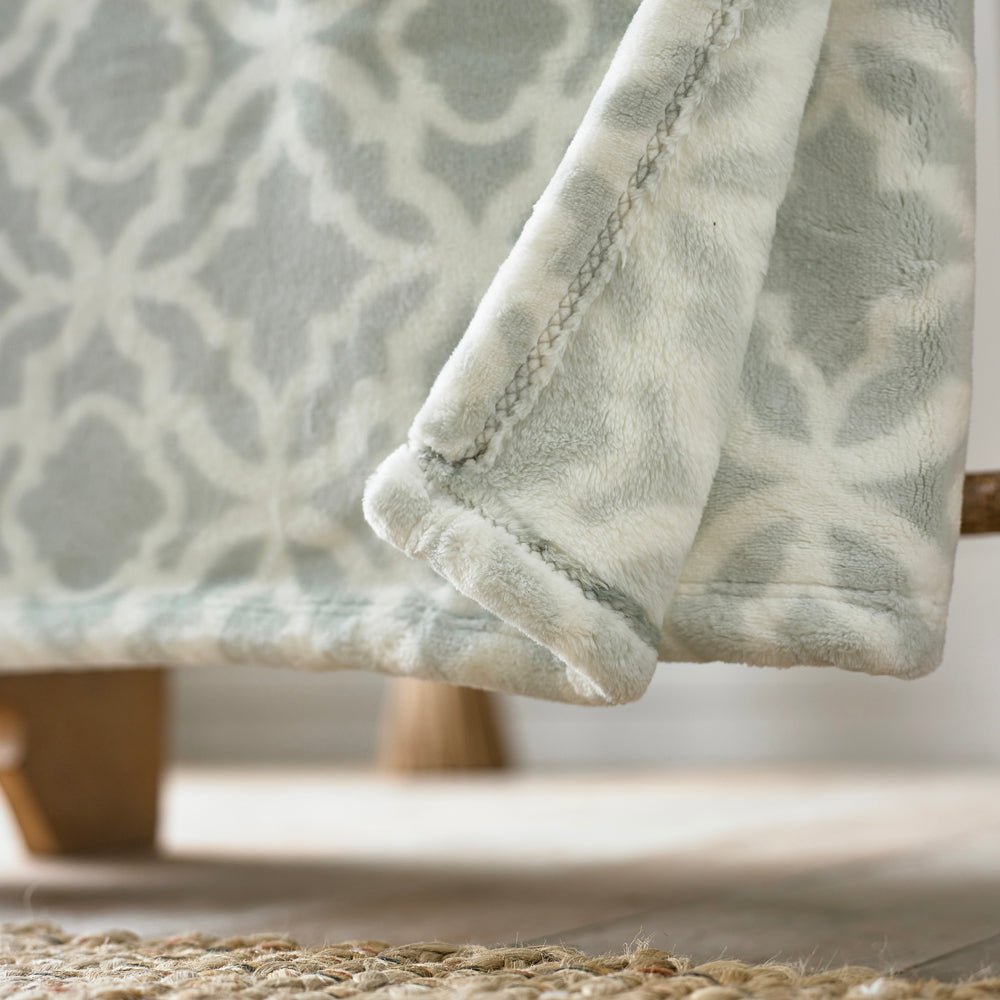 Morley Printed Heavyweight Supersoft Fleece Throw | 150cm x 180cm | Gray