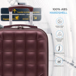 45x36x20cm Lightweight Underseat Cabin Carry On Suitcase - 100+ Airline Approved - Hard Shell Luggage - 4 Wheels - Bubble Design | Cabin | Burgundy