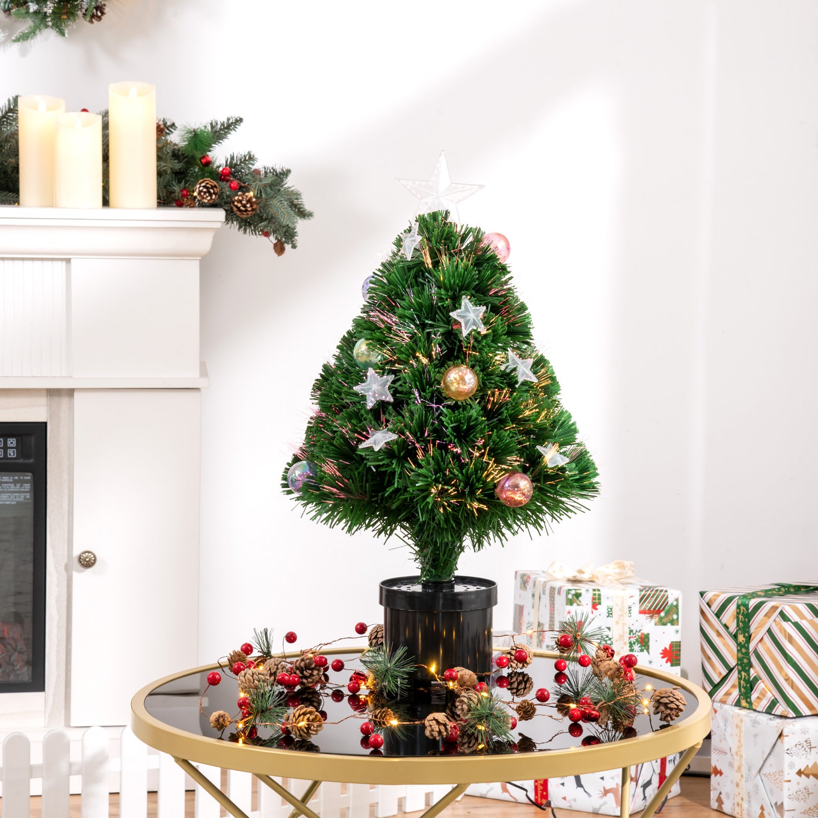 2ft Pre-lit Artificial Fibre Optic Christmas Tree