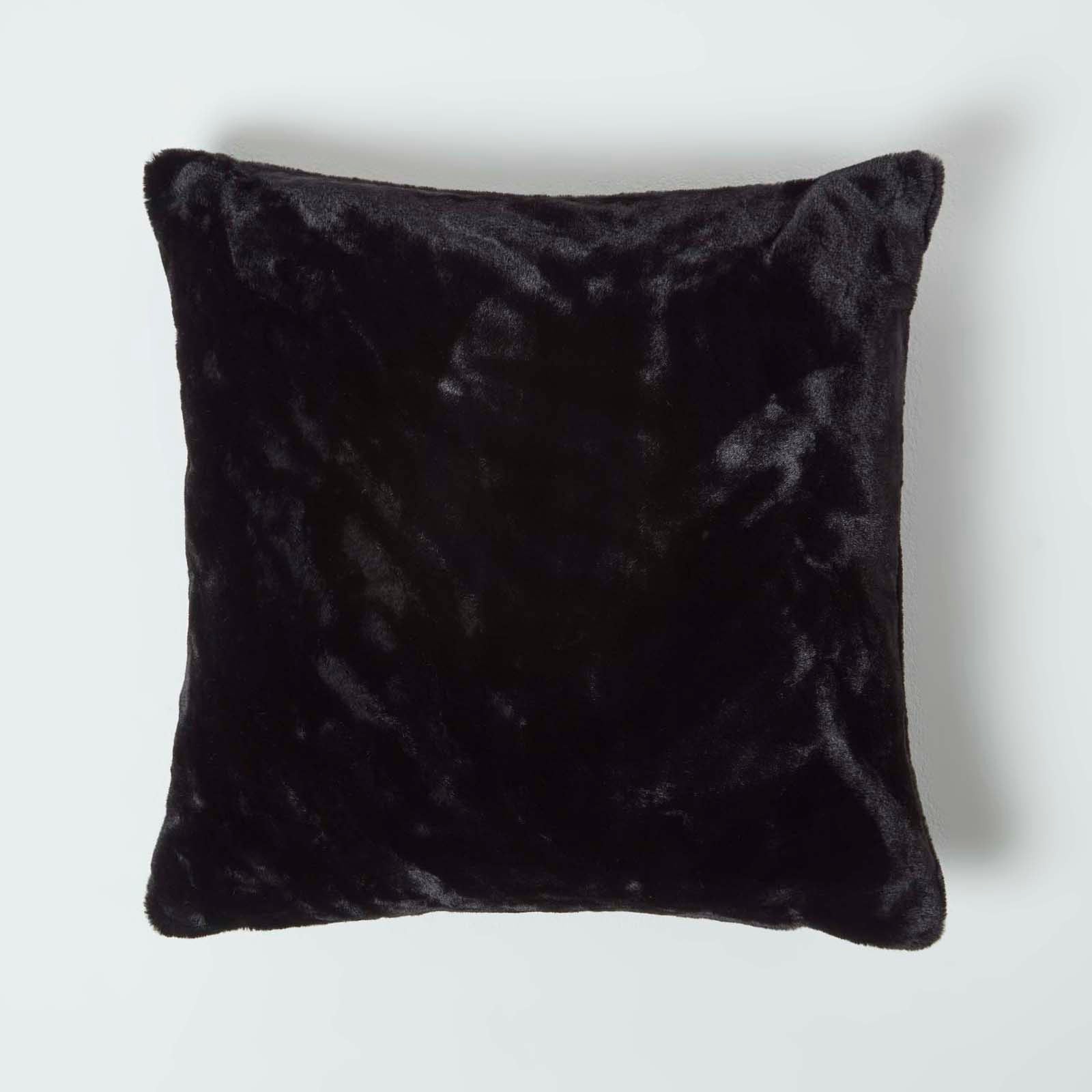 Soft Touch Faux Fur Filled Cushion | 45cm x 45cm | Black