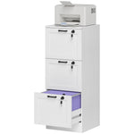 HOMCOM 3-drawer File Cabinet, Lockable Filing Cabinet For A4 Letter, White