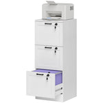3-drawer File Cabinet, Lockable Filing Cabinet For A4 Letter, White
