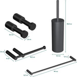Bathroom Accessory Set 5 Pcs Hooks Rail Toilet Brush&paper Holder | Matte Black
