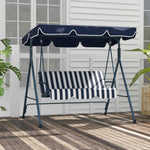 3-seat Swing Chair Garden Swing Seat W/ Adjustable Canopy | Blue