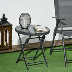Round Folding Side Table With Imitation Marble Top | White