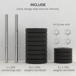 30kg Adjustable Dumbbells Weight Set | Black