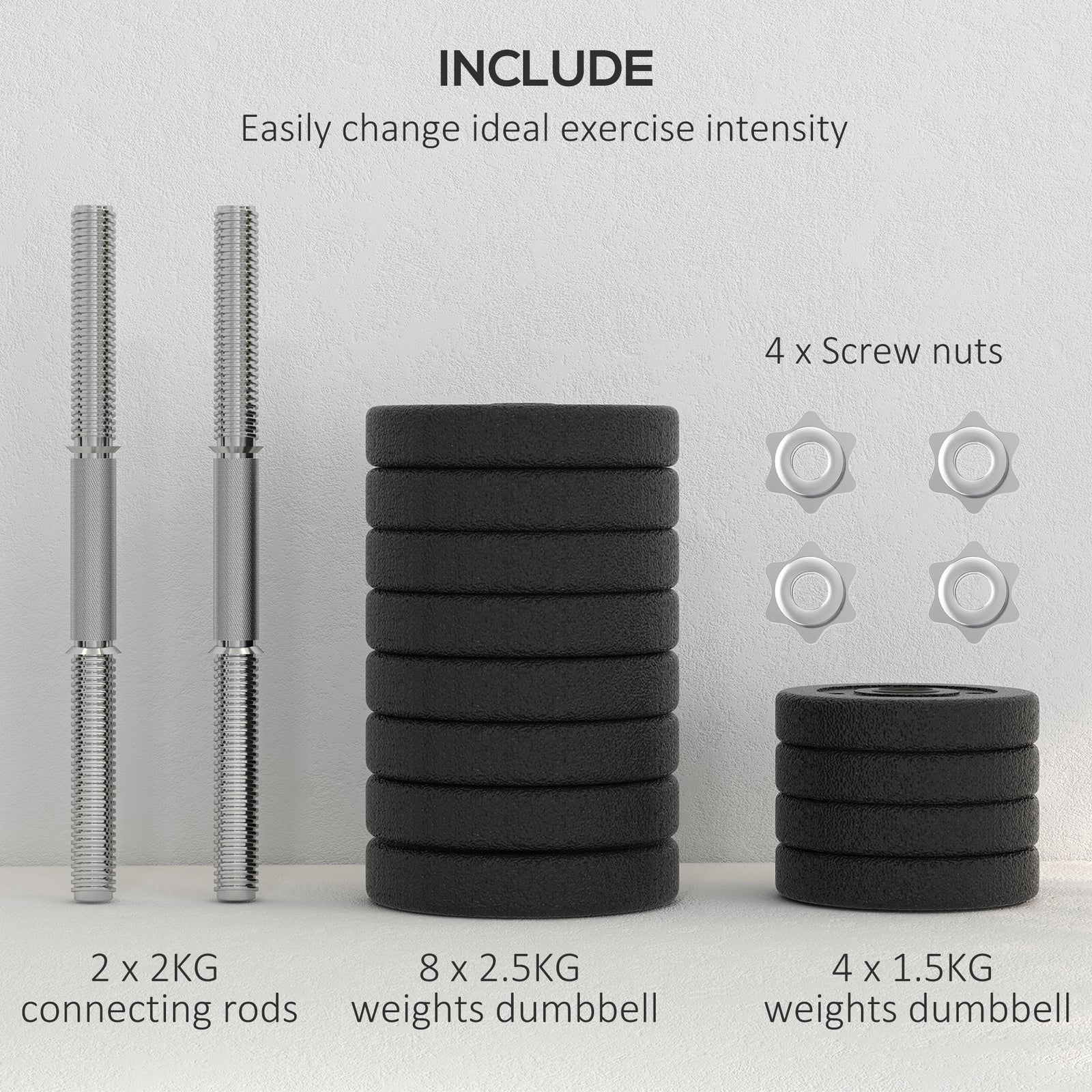 30kg Adjustable Dumbbells Weight Set | Black