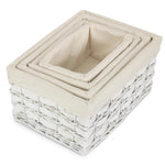 Wicker White Scandi Storage Basket With White Lining | Set of 4 | White