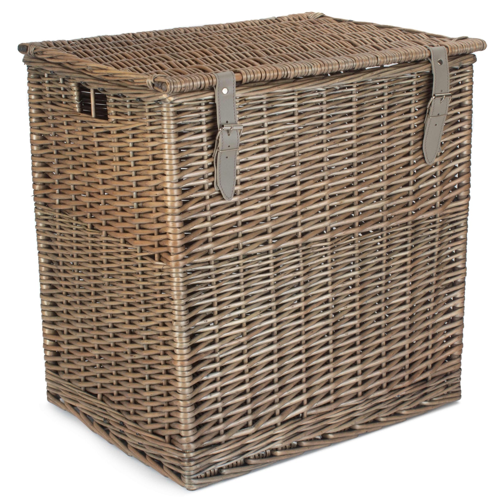 Wicker Antique Wash Vintner Storage Picnic Basket | Large | Gray