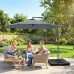 3(m) Banana Parasol Cantilever Umbrella Garden W/ Base Weights | Dark Grey
