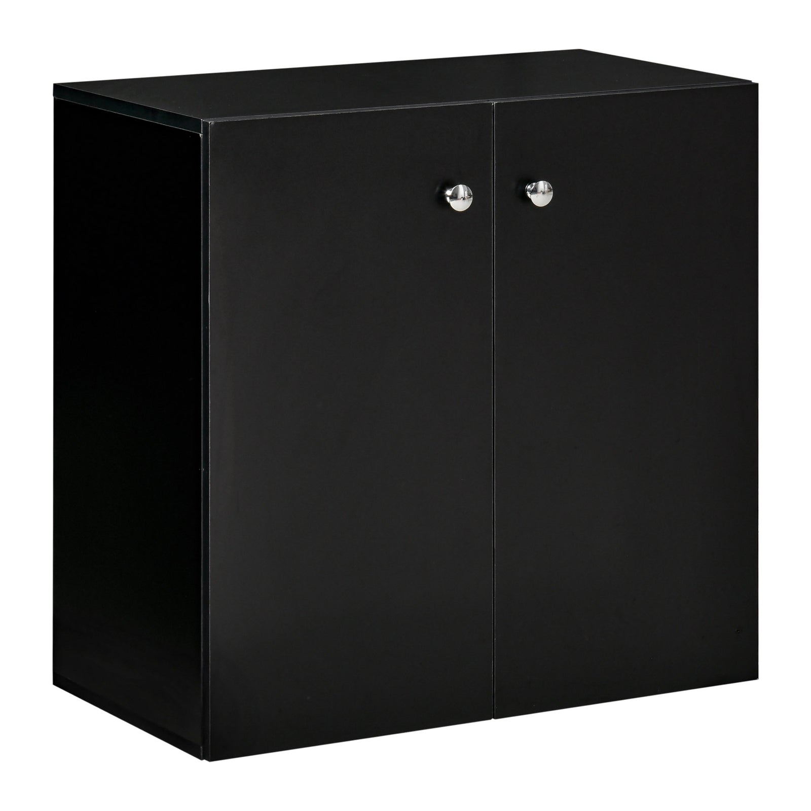 Freestanding Storage Cabinet Two Shelves Wooden Sideboard | One Size | Black