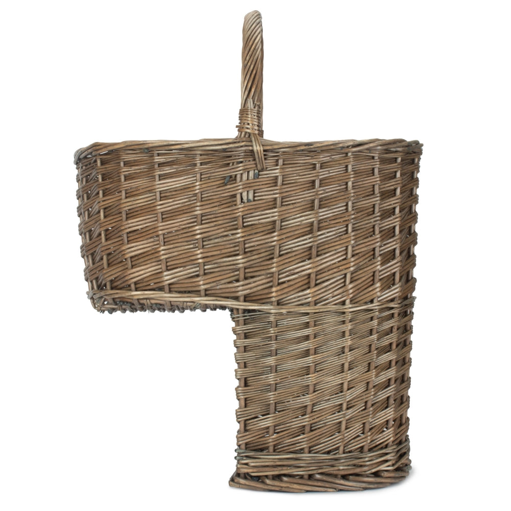 Wicker Antique Wash Finished Stair Basket | Gray