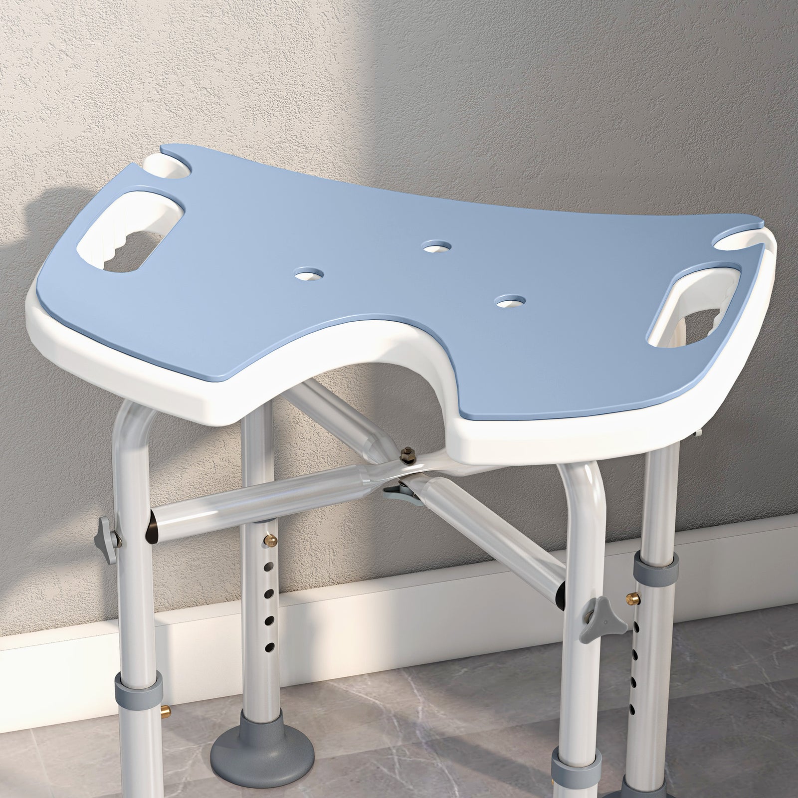 Aluminium Shower Stool For Elderly Disabled Non-slip | One Size | Light Blue