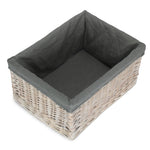 White Wash Grey Lined Open Storage Basket | Extra Large | Gray