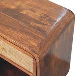Solid Wood Chestnut Open Woven Bedside