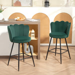 Barstool With Petal Backrest For Kitchen Island | Set of 2 | Dark Green