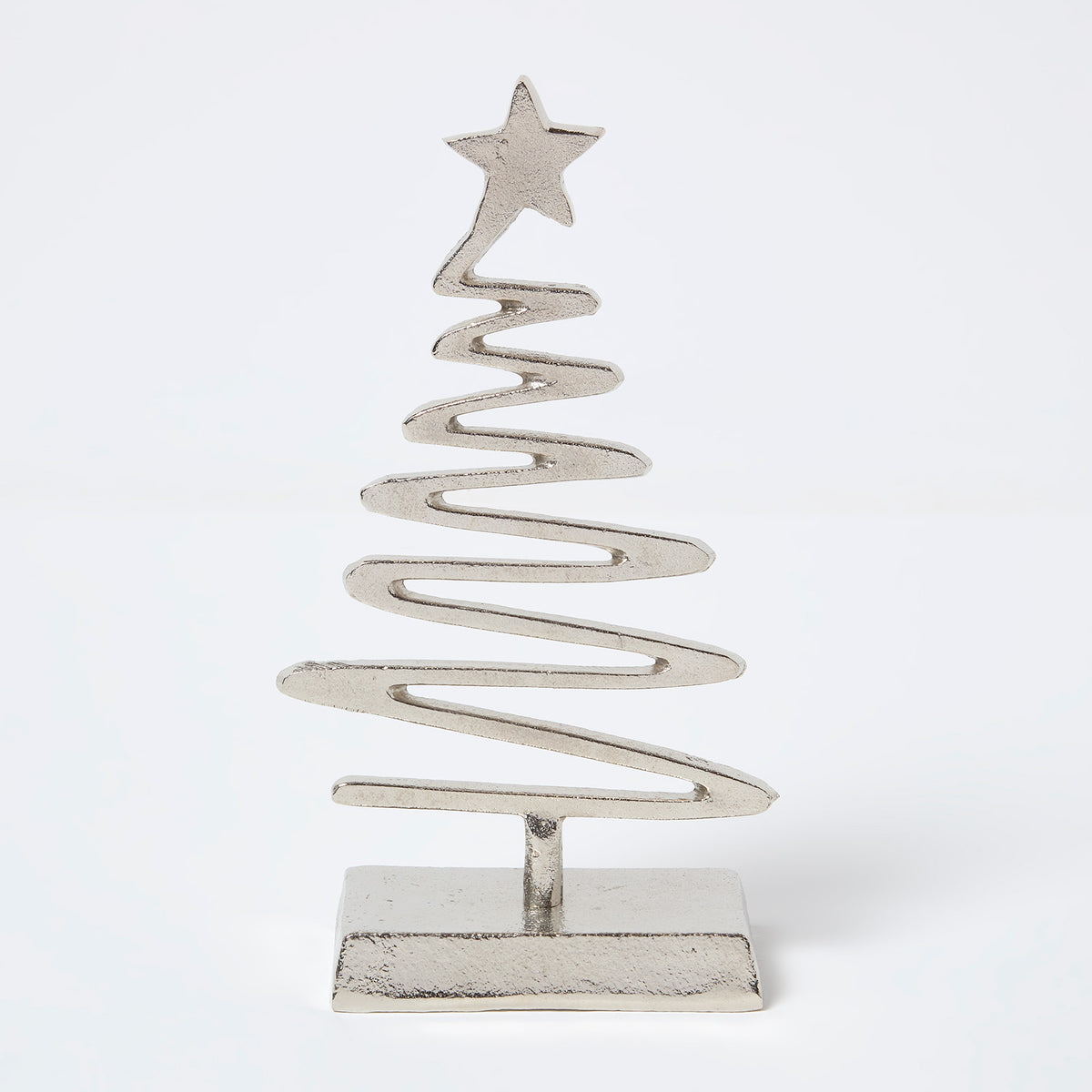 HOMESCAPES Silver Coiled Tree Ornament With Star