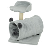 Cat Tree W/ Scratching Post, Bed, Cat Tunnel, Toy Ball | Gray