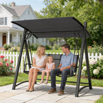 3 Seater Swing Chair, Garden Swing Bench With Adjustable Canopy | Grey