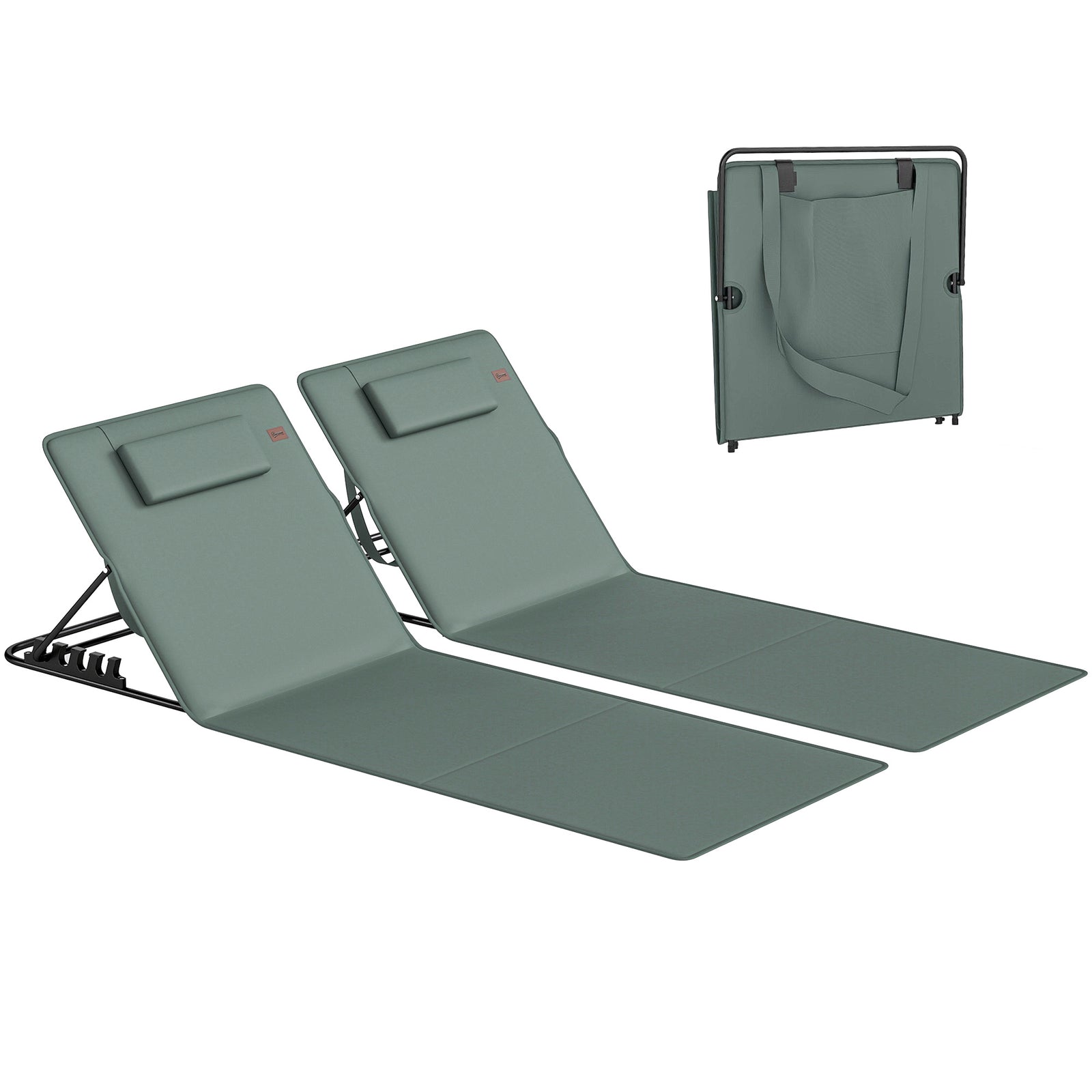 Outsunny 2 Pcs Foldable Sun Loungers, Beach Lounger With Adjustable Back