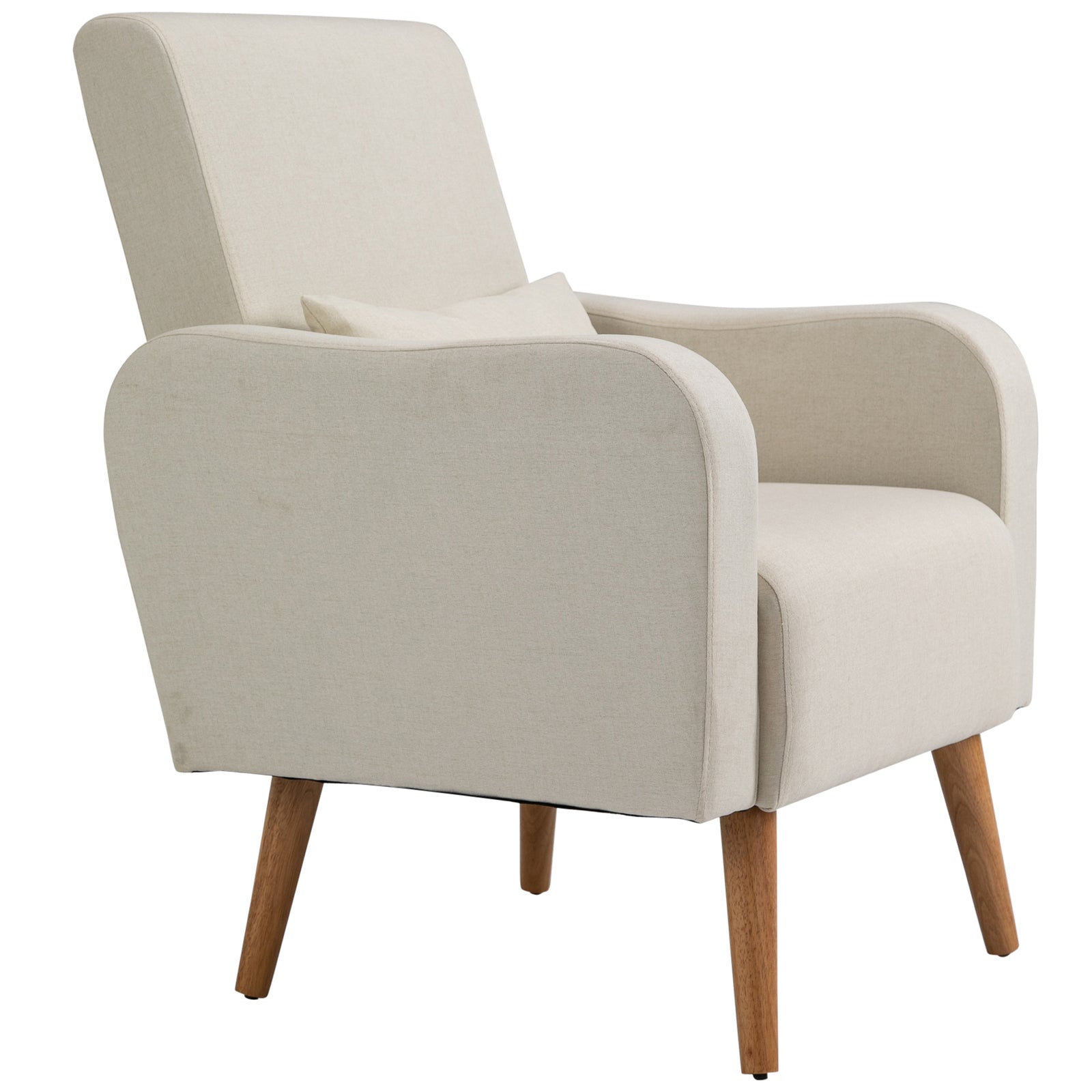 Nordic Leisure Lounge Sofa Accent Chair With Pillow | One Size | Cream