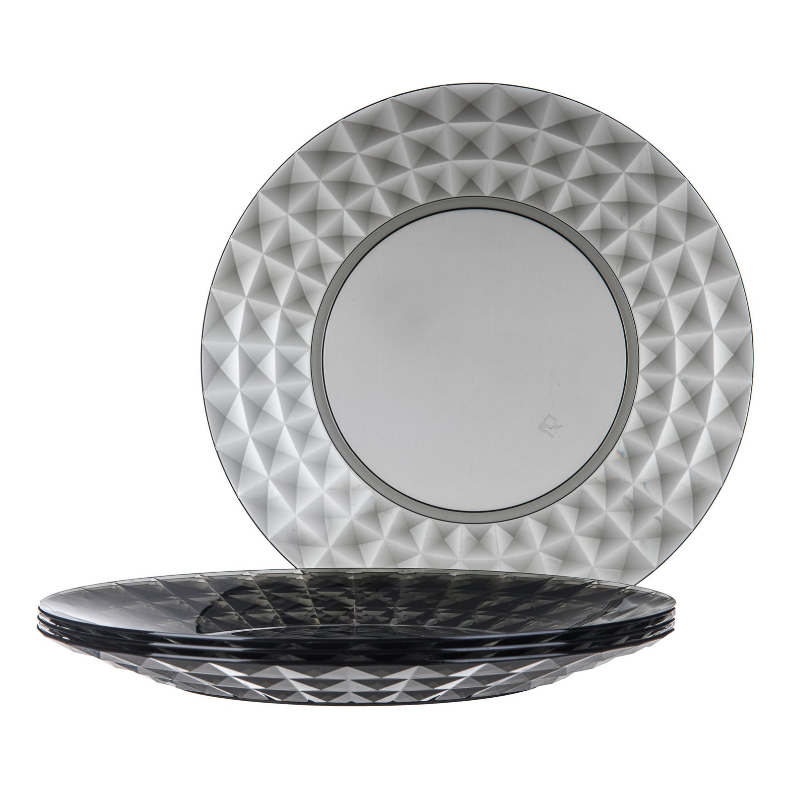 Prism Outdoor Dinner Plates Set Of 4 - Smoke Grey