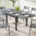Extending Garden Table For 4-8, Aluminium Outdoor Table, Dark Grey