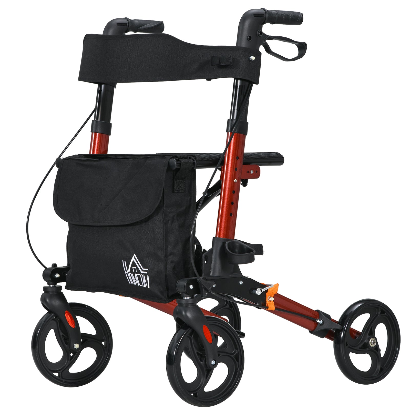 4 Wheel Rollator Walker With Seat And Bags Adjustable | One Size | Red