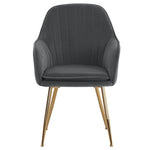 2pcs Modern Velvet Upholstered Dining Chairs With Polished Gold Legs | Dark Grey