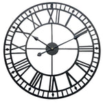 Large Decorative Metal Roman Numeral Skeleton Wall Clock