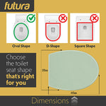 Toilet Seat Soft Close Oval Shape, Premium Thermoplastic, Quick Release, Top & Bottom Fixings | Sage Green