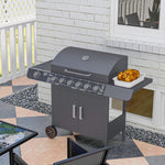 Outsunny 6+1 Burner Gas Bbq Grill Garden Barbecue W/ Wheels, Cabinet